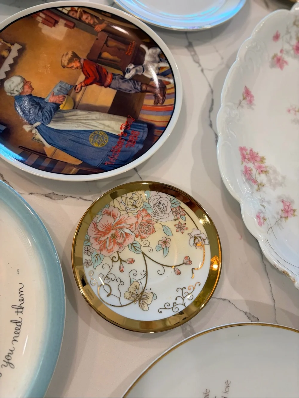 Vintage 3-Tier Cake Stand, English French China, Floral Gold Rim Dessert Stand
